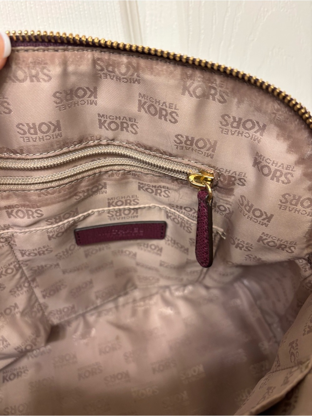 Michael Kors plum pebbled leather Cindy domed satchel - Picture 10 of 11